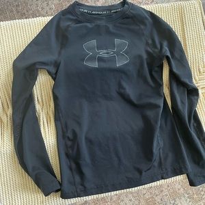 Youth Black UnderArmour Fitted Heatgear Shirt